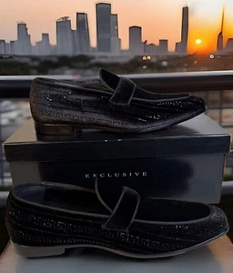 Mocasines para fumar After Midnight Vincent de terciopelo con estrás negros talla 9,5 - Imagen 1 de 14