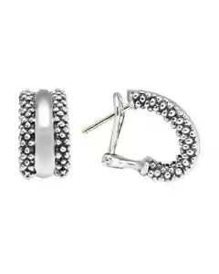 Orecchini a cerchio caviale LAGOS in argento sterling - Foto 1 di 3