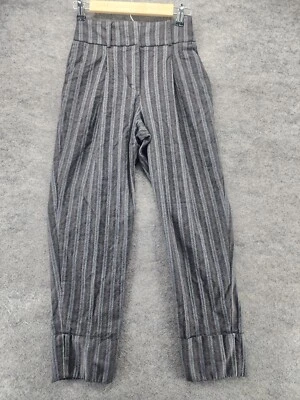 Peserico Pants Womens 38 Gray Striped Wool Italy - Image 1 of 4
