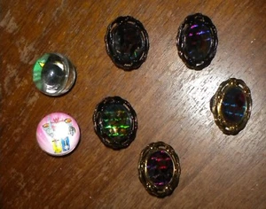 5 ASSORTED POWER RANGER HOLOGRAPHIC SPIN FIGHTERS & 2 MMPR ACTION GLASS MARBLES - Picture 1 of 12