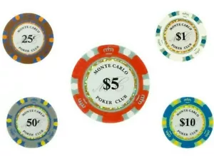 CASH GAME Monte Carlo Poker Chips Bulk - Perfect Breakout for .25/.50 Blinds NEW - Picture 1 of 3
