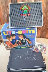 Vtg 1968 Hasbro Lite Brite Bright 5455 with Box 12 Oz Pegs Patterns Paper WORKS! - Picture 1 of 6