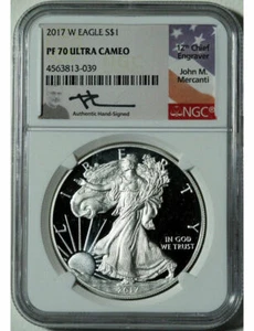 2017-W Silver Eagle NGC PF70 UCAM John Mercanti Signed - Picture 1 of 2