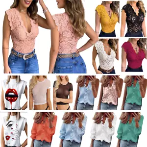 Women Summer Short Sleeve Ladies T Shirt Tee Loose Tops Blouse Casual Plus Size - Picture 1 of 21