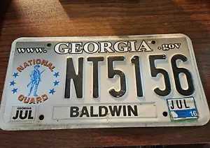 Georgia Baldwin National Guard License Plate July 2016 - Picture 1 of 1