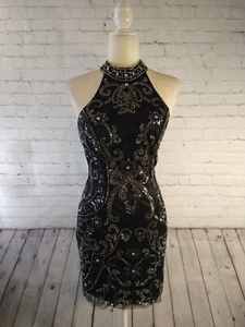 AMELIA COUTURE schwarzes Perlen Neckholder Cocktail / Party Kleid - GR. 6 / WUNDERSCHÖN!! - Bild 1 von 15