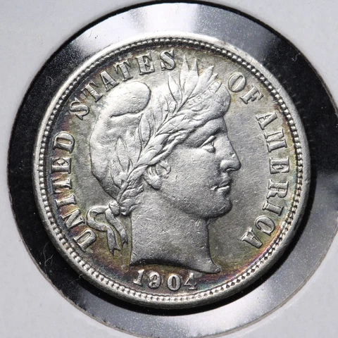 1904 Barber Silver Dime CHOICE AU+ E210 ACX Cover