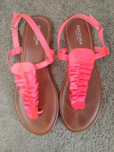Arizona Jean Co Brown and Pink Sandals Sz 9.5 - Picture 1 of 3