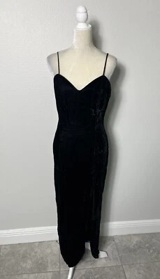 Roberta Vtg 80s Sleeveless Crushed Velvet Maxi Dress Formal Gown Slit 13 / 14 - Image 1 of 4