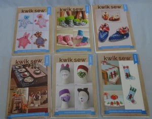Lot of 6 Kwik Sew Craft Patterns Baby Blanket SLIPPERS Table Acc HATS Christmas - Picture 1 of 13
