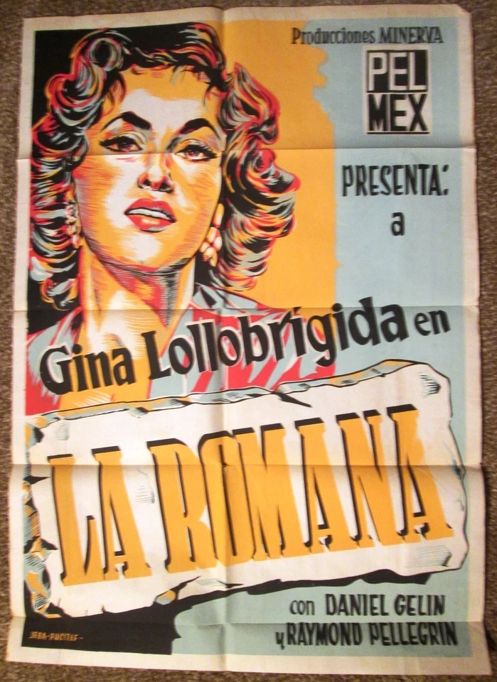 GINA LOLLOBRIGIDA "LA ROMANA" 1/2 Sheet 1953 Vintage Mexican Poster by PUCITEF - Image 1 of 1