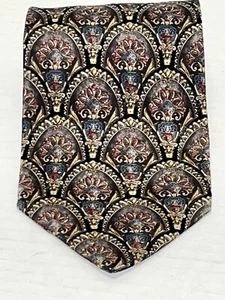 Corbata de cuello para hombre Van Heusen 417 seda clásica negra dorada roja azul geométrica 58” usada en excelente estado - Imagen 1 de 7