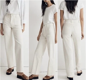 Madewell Women W 31 The Perfect Vintage Wide Leg High Rise Canvas Ivory Jean NEW - Picture 1 of 12
