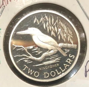 Moneta 2 Dollari 1993 Nuova Zelanda Argento Proof-KM#87a-Kingfisher-MINTAGE=10.000 - Foto 1 di 4