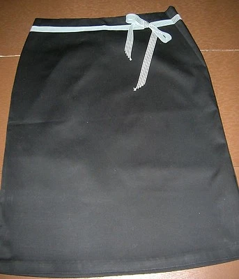 Barney's CO-OP black pencil skirt w/ ribbon waist detail, size 8 - Image 1 of 4