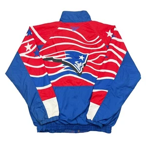 VTG RARE NEW ENGLAND PATRIOTS REEBOK ALL OVER PRINT WINDBREAKER JACKET MENS XL - Picture 1 of 6