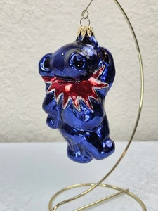 Vintage Grateful Dead blau tanzender Bär mundgeblasen Glas Weihnachtsschmuck Glitzer - Bild 1 von 6