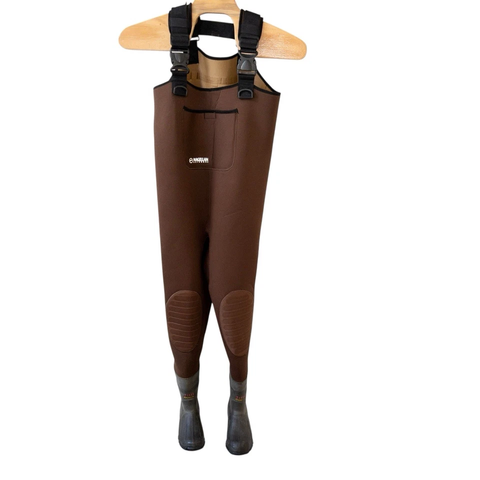 Magellan Outdoors Fish Gear Water Waders Mens Size 7 Brown Neoprene Rubber Boots - Image 1 of 4