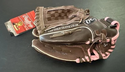 NEW NWT Rawlings WFP120 Girls 12" Fastpitch Softball Glove LHT Brown Pink - Image 1 of 4