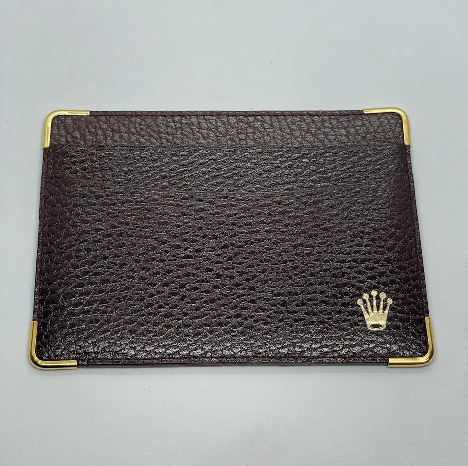 Cartera con tarjetero Rolex - Cuero marrón - Porta documentos - Vintage - Estuche (3) Foto 1 de 2