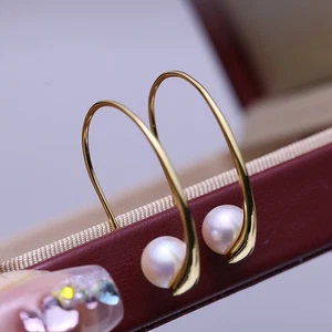 Unique AAAAA 8-9MM Natural Akoya round white pearl earrings S925 - Picture 1 of 10