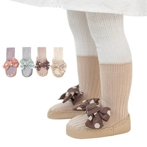 Cute Bowknot Infant Baby Socks Cotton Anti slip Skid Shoes Girls Newborn 0-18 M - Picture 1 of 12