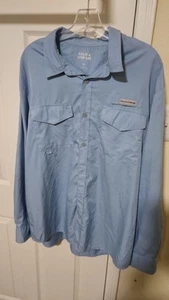 Field & Stream Fishing Shirt Mens Sze LARGE Sky Blue Vented Zip Pockets Outdoor - Picture 1 of 4