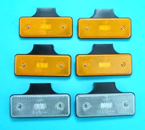 6 x SLIMLINE LED Marker Lamps on Bracket - AMBER & WHITE - 12v & 24v - Trailer - Picture 1 of 3