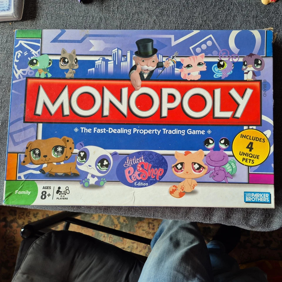 Parker Monopoly Littlest Pet Shop Edition Board Game - with Crab and Kitten - Image 1 of 2