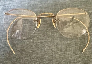 American Optical Etched 1/10 12K GF Eyeglass Frames With Rounded Lenses 4 3/8” - Picture 1 of 9