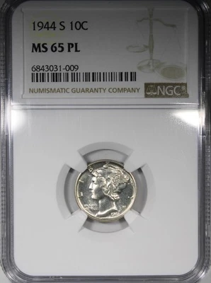 1944-S Mercury Dime NGC MS65PL PROOF-LIKE 10C - Image 1 of 4