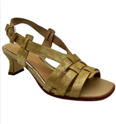 Donald J Pliner Kaia Woven Metallic Suede Sandals Kitten Heel Slingback Size 6 - Image 1 of 4