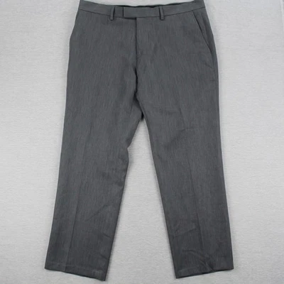 Pantalones de vestir Kenneth Cole Reaction texturizados estria delanteros lisos para hombre 38x30 gris Foto 1 de 4