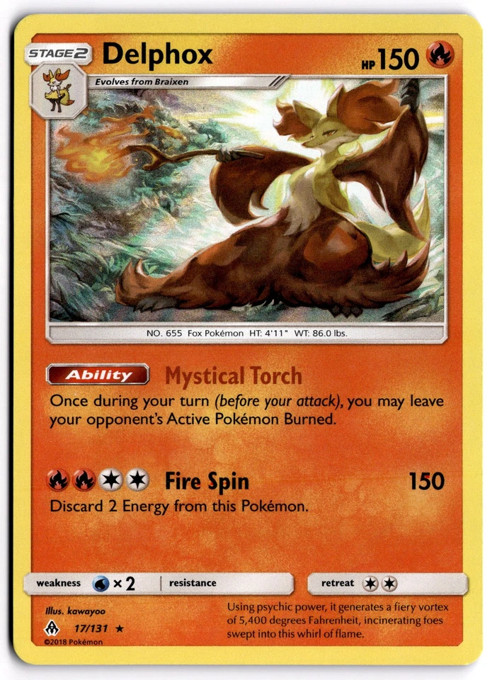 Pokemon TCG Delphox 17/131 SM - Forbidden Light Holo Rare NM - Image 1 of 1