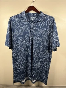 Chubbies Polo Shirt Mens XL Blue Floral Hawaiian Short Sleeve Performance Golf - Picture 1 of 7