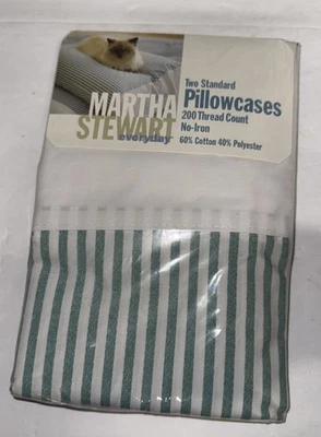 Fundas de almohada de franela de algodón Martha Stewart 2 piezas hoja verde nuevas Foto 1 de 2