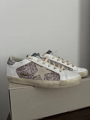 Golden Goose Superstar sneakers pink glitter, white leather Auth EU 39 US 9 - Image 1 of 4