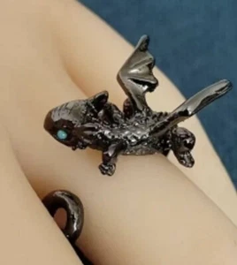 Bague Dragon Noir, Ajustable, Réglable, Neuf - Picture 1 of 4
