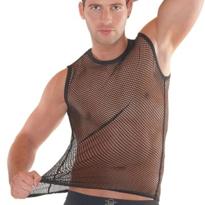 ORION Herren Netz T-Shirt M-XXL Durchsichtig Hemd Tank Top sexy Party schwarz "Nico"