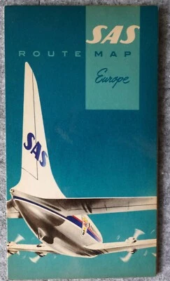 SAS Route Map Europa 1956 - Bild 1 von 4
