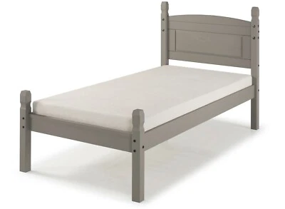 Corona Bed Frame Single 3'0 Low End Grey Wax Solid Pine by Mercers Furniture®