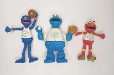 Vtg Camp Sesame Street Elmo,Cookie Monster,Grover Bendable Figures Lot of 3 Cover