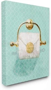Stupell Industries Fashion Toilet Paper Roll Iconic Blue Designer 24 x 30 - Picture 1 of 7