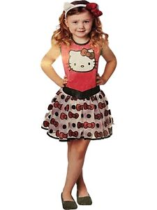 Hello Kitty Costume Child XS 3-4 Age 3+ Halloween Fancy Pink Tutu Dress Headband