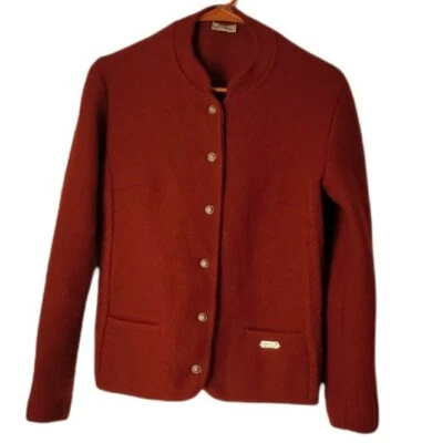 StrickMeister Sportive Austria Mujeres Borgoña Suéter Lana Cárdigan Chaqueta Talla M Foto 1 de 4