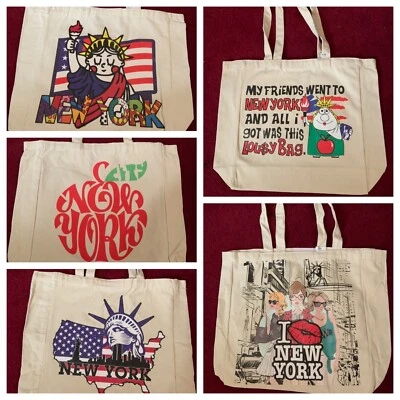 Bolso de Mano Nueva York 100% Lona Algodón Ciudad de Nueva York Playa Compras Gimnasio Bolso Nuevo Foto 1 de 4