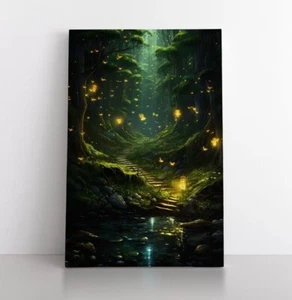 Wandbild Kunstdruck, Fantasy Waldelfenfee magisch, gerahmte Leinwand Schlafzimmer Deko - Bild 1 von 10