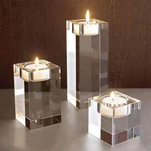 Modern Crystal Glass Cube Candle Holder Tealight Romantic Wedding Christmas Déco - Picture 1 of 10
