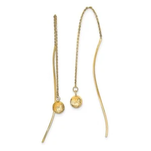 14K Solid Yellow Gold Threader Dangle Earrings - Picture 1 of 5