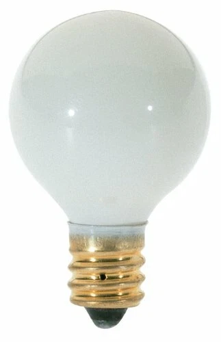 Satco S3864 120V Round Candelabra Base 10-Watt G8 Globe Light Bulb, Glossy White - Image 1 of 1